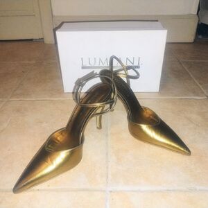 BNWBOX Lumani Golden Bronze Women's Stiletto Heels SZ 9 M